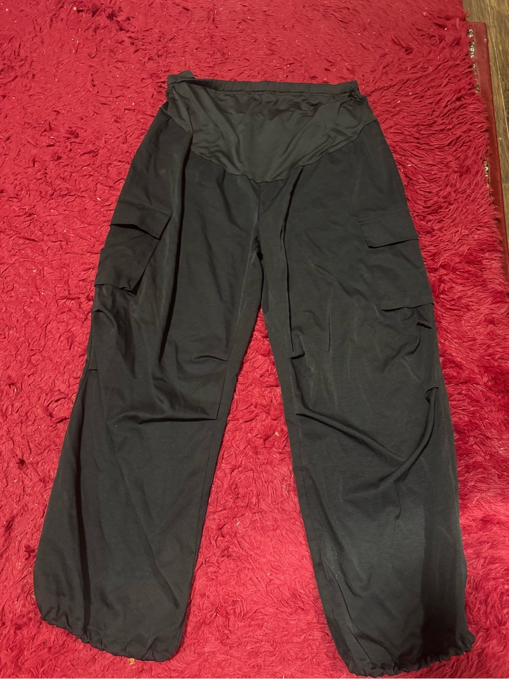 Black Cargo Joggers with Utility Pockets — Women’s Track maternity pants